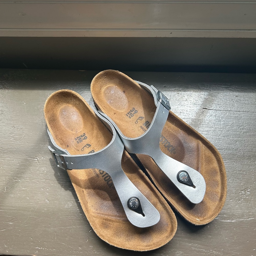 Birkenstock Silver Gizeh 39 Regular/Medium